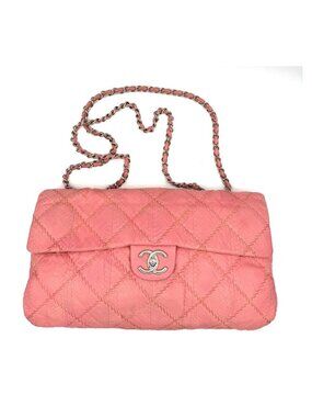 Chanel Pink Python Large Ultimate Stich Flap Bag